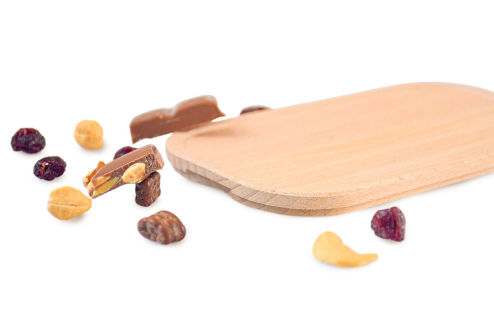 Holzdeckel aus Buche mit Nüssen und Trockenfrüchten – Ersatzdeckel für Lunchbox.