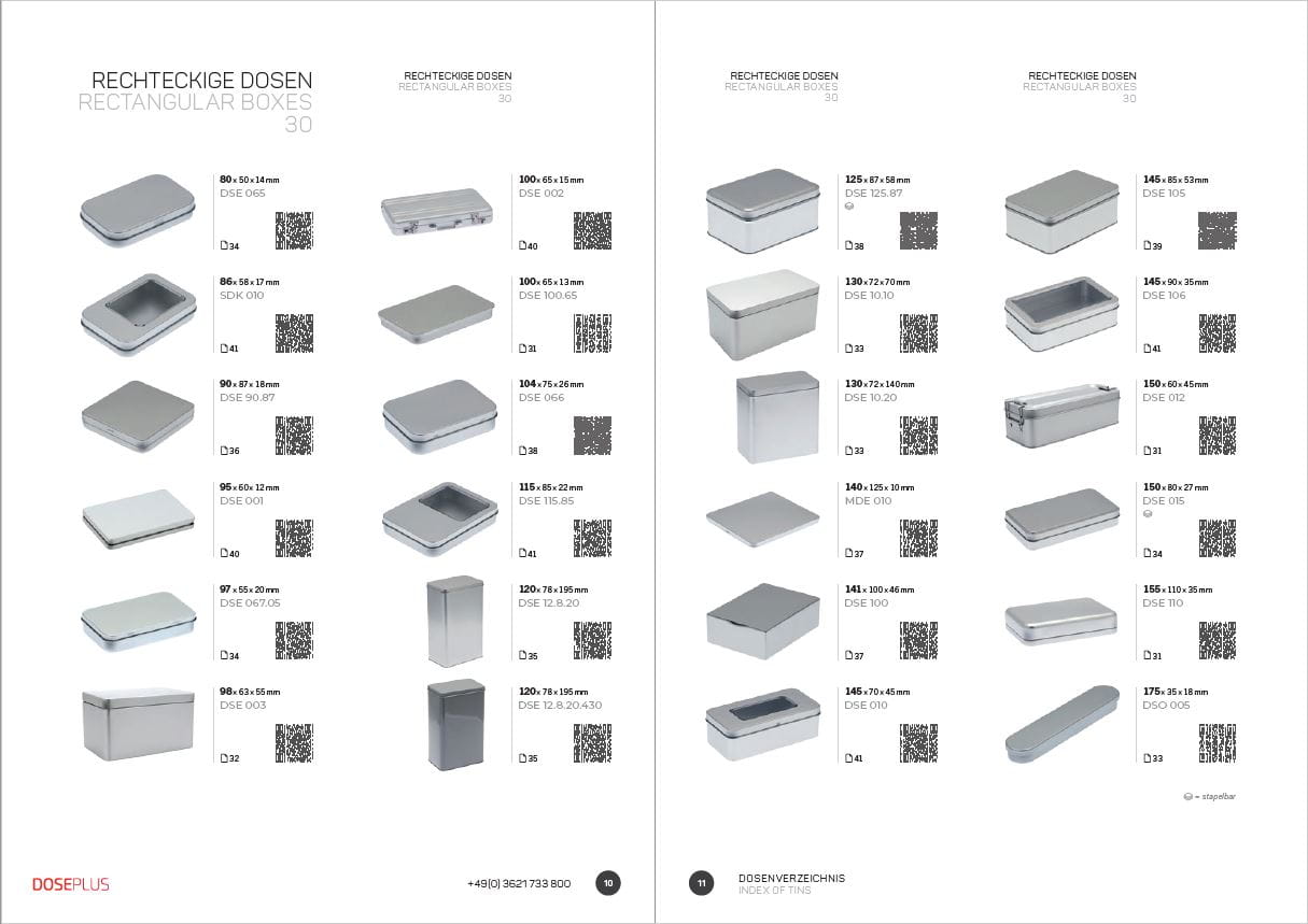 Katalog puszek z białej blachy