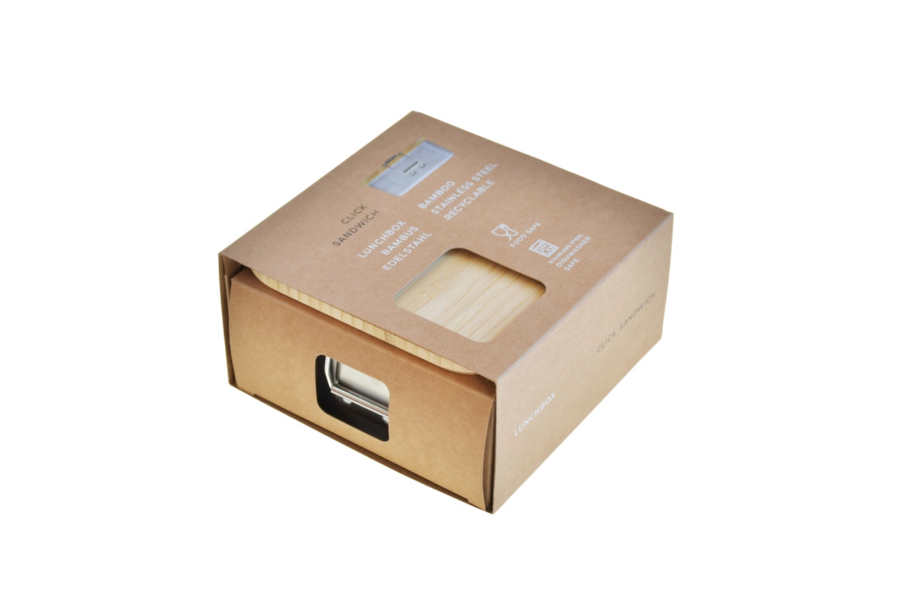 Schrägansicht der Verpackung für Sandwichboxen – einfaches Handling für Personalisierung und Logos.