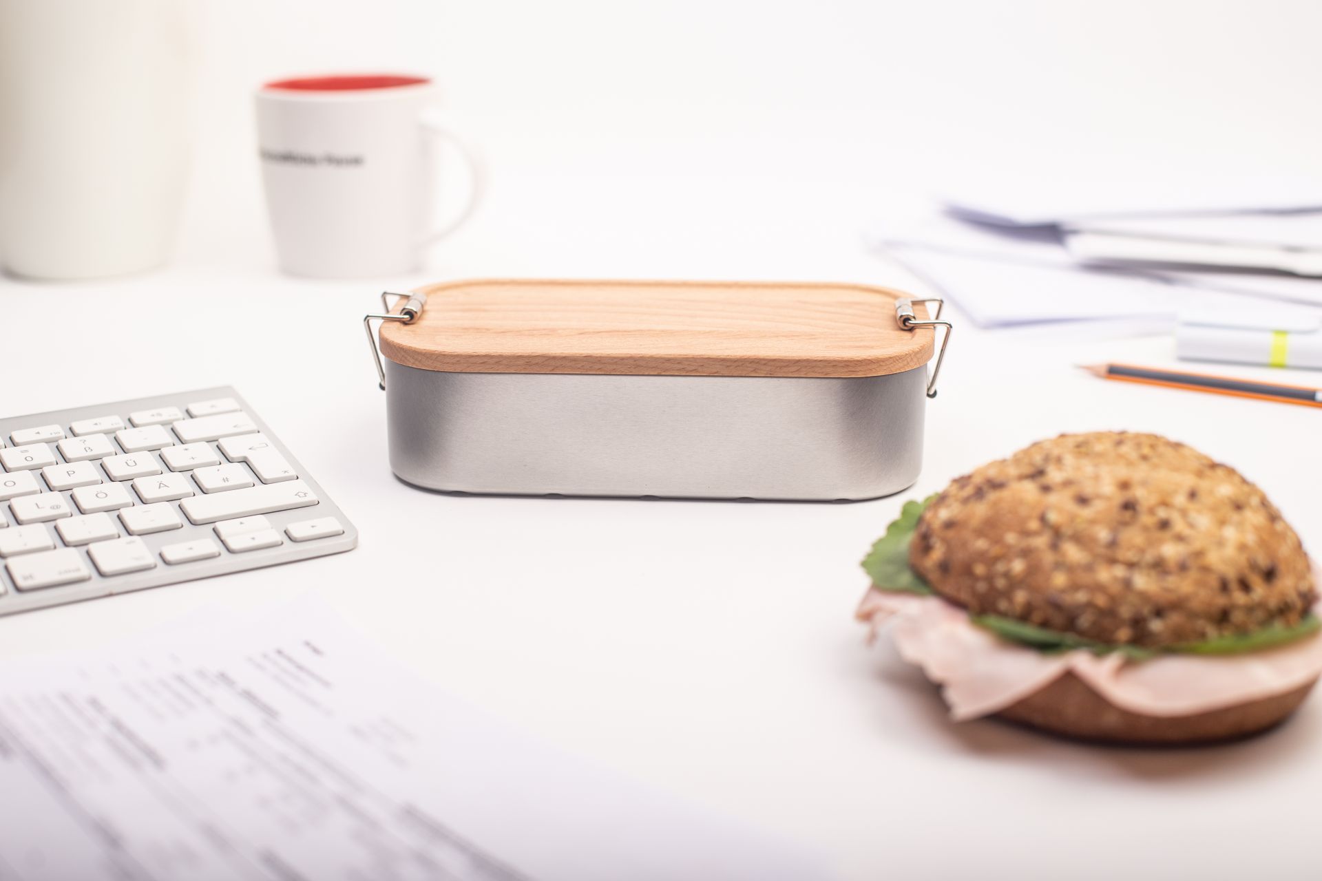 Lunchbox z bukową pokrywką